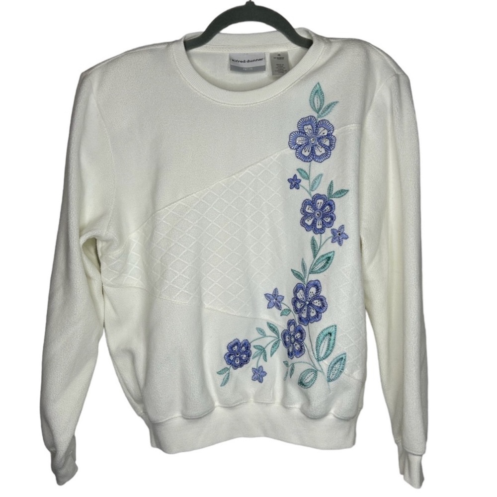 Alfred Dunner Floral Fleece Sweatshirt Size Petite Small